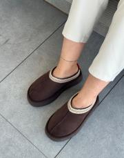 stockholm düz taban oval burun içi kürklü kadın bot acı kahve