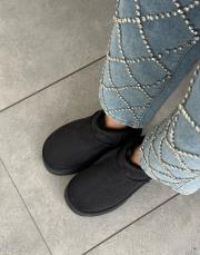 ugarte kalın taban içi kürklü kadın yarım bot siyah süet 2