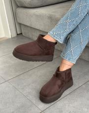 ugarte kalın taban içi kürklü kadın yarım bot acı kahve süet 2