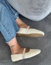 logic küt burun lastik detay tüylü kadın ev babeti atkılı bej 3