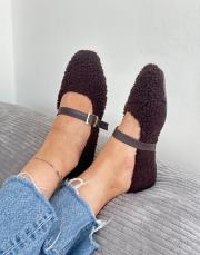 logic küt burun lastik detay tüylü kadın ev babeti atklı acı kahve 2