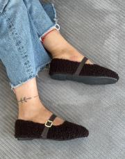 logic küt burun lastik detay tüylü kadın ev babeti atkılı acı kahve 3