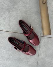 selantino küt burun toka detay kadın babet bordo