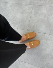 emmani oval burun toka detay hakiki deri kadın babet taba deri