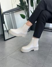 langini oval burun yan lastik detay kadın bot bej deri 2