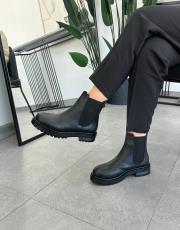 langini oval burun yan lastik detay kadın bot siyah deri 2