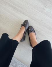 jaylin oval burun ön kurdele detay kadın babet bej deri acı kahve