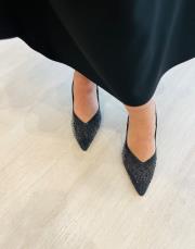 sekav sivri burun ön taş detay arkası açık kadın topuklu ayakkabı siyah 3