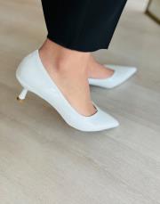 parsa sivri burun düz kadın topuklu ayakkabı beyaz rugan 3