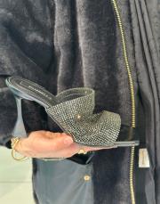 sammy taşlı ön ve arkası açık kadın topuklu terlik siyah