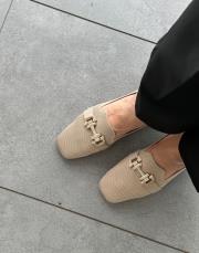 lalesa oval burun ön aksesuar detay kadın triko babet bej