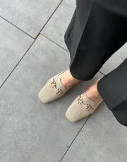 lalesa oval burun ön aksesuar detay kadın triko babet bej 2