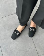 lalesa oval burun ön aksesuar detay kadın triko babet siyah