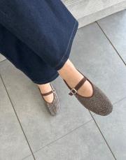 sionne oval burun komple taş detay kemerli kadın babet acı kahve 2