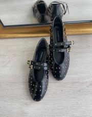 balvin oval burun trok taş detay çift tokalı kadın babet siyah