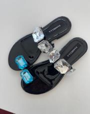 dankes ön ve arkası açık taşlı kadın terlik siyah