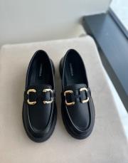 heyvel oval burun ön aksesuar detay kadın loafer siyah toka