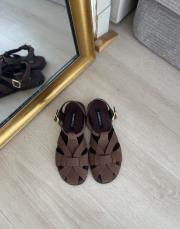 alone oval burun arkası açık kemerli kadın sandalet acı kahve 2