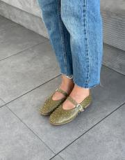 miretto oval burun troklu kemer detay kadın babet çağla yeşili 2