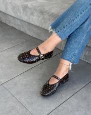 miretto oval burun troklu kemer detay kadın babet acı kahve