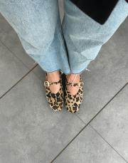 henna oval burun kemer detay kadın babet leopar