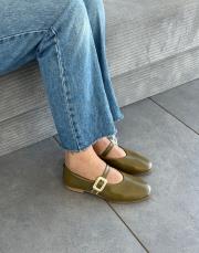 henna oval burun kemer detay kadın babet çağla yeşili