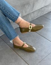 henna oval burun kemer detay kadın babet çağla yeşili 2