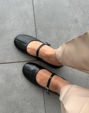 paney yuvarlak burun atkı detay kadın babet siyah 2