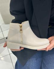 ansenna yuvarlak burun fermuar detay kadın bot bej deri