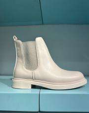 yekko yuvarlak burun lastik detay kadın bot bej deri