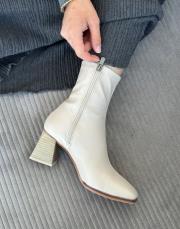 kaddi küt burun yan fermuar detay kadın streç bot bej