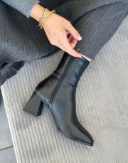 kaddi küt burun yan fermuar detay kadın streç bot siyah