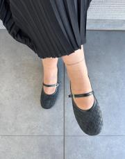 melloni oval burun atkı aksesuar detay kadın babet siyah 2