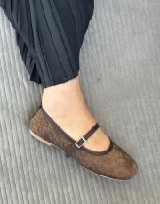 melloni oval burun atkı aksesuar detay kadın babet acı kahve