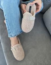 zikel oval burun kemer detay kadın ev terliği vizon