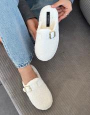 zikel oval burun kemer detay kadın ev terliği beyaz