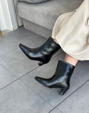 tatum küt burun kısa topuklu kadın botie siyah kırışık 3