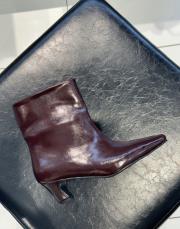 tatum küt burun kısa topuklu kadın botie bordo kırışık