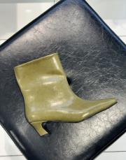 tatum küt burun kısa topuklu kadın botie çağla yeşili kırışık