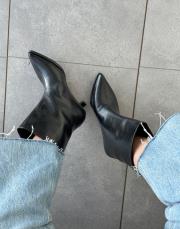 bayko sivri burun kısa topuklu kadın botie siyah kırışık 2