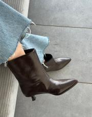 bayko sivri burun kısa topuklu kadın botie acı kahve kırışık 2