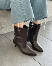 bayko sivri burun kısa topuklu kadın botie acı kahve kırışık 4