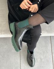 seoul yuvarlak burun lastikli yağmur botu siyaha mint yeşili 2