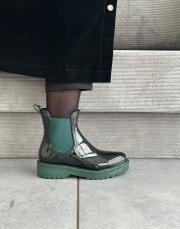 seoul yuvarlak burun lastikli yağmur botu siyaha mint yeşili 3