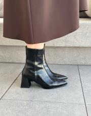 vantek sivri burun fermuar detay kadın bot acı kahve kırışık