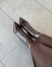 vantek sivri burun fermuar detay kadın bot acı kahve kırışık 2