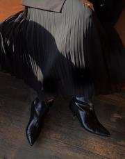 palex sivri burun ince topuk kadın bot siyah kırışık