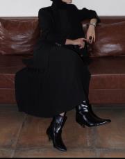 palex sivri burun ince topuk kadın bot siyah kırışık 2