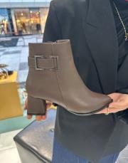 cames sivri burun yan aksesuar detay kadın topuklu bot acı kahve