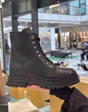 aristo oval burun kalın taban bağcıklı kadın postal siyah deri